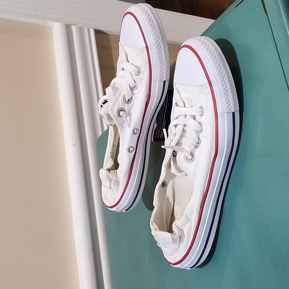 Converse White and Red Athletic Shoes